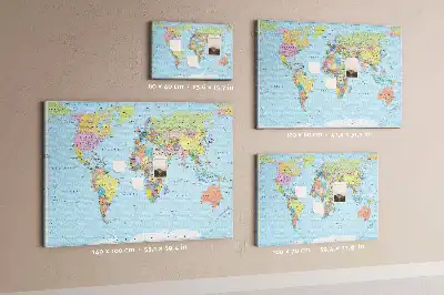 Memobord van kurk Bestuurlijke kaart van de wereldbol