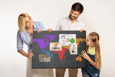 Memobord van kurk Continentale omtrek van de aarde