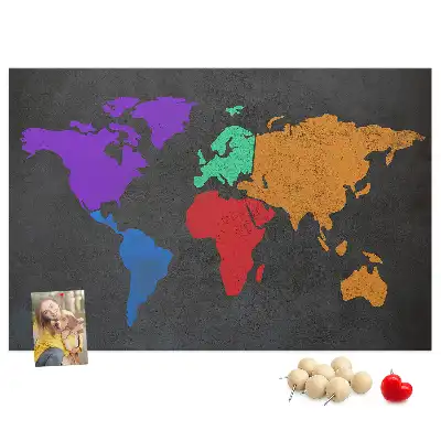 Memobord van kurk Continentale omtrek van de aarde