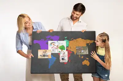 Memobord van kurk Continentale omtrek van de aarde
