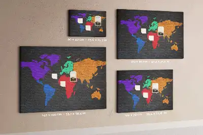 Memobord van kurk Continentale omtrek van de aarde
