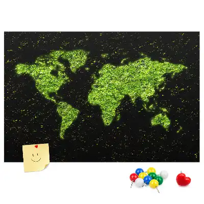 Kurk memobord in de vorm van een wereldbol