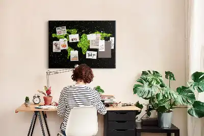 Memobord van kurk Hele aardbol landmassa's