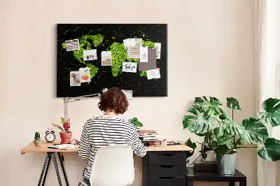 Memobord van kurk Hele aardbol landmassa's