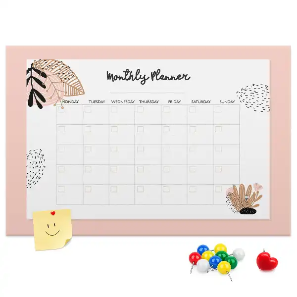 Kurk prikbord Maandplanner met bloemen