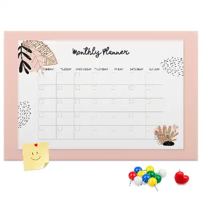 Kurk prikbord Maandplanner met bloemen