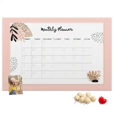 Kurk prikbord Maandplanner met bloemen