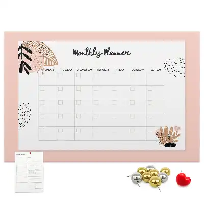 Kurk prikbord Maandplanner met bloemen