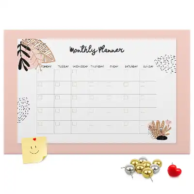 Kurk prikbord Maandplanner met bloemen
