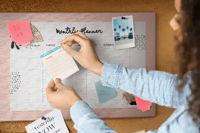 Kurk prikbord Maandplanner met bloemen