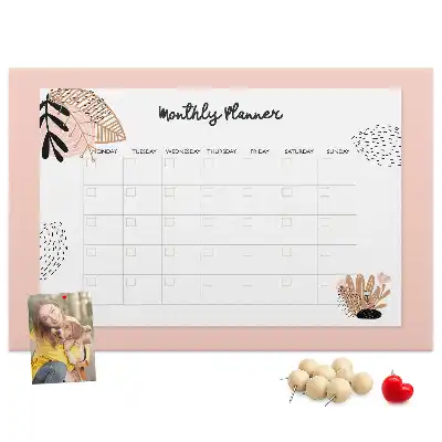 Kurk prikbord Maandplanner met bloemen