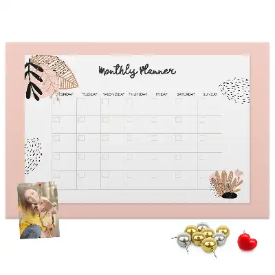 Kurk prikbord Maandplanner met bloemen