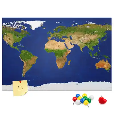 Grote wereldkaart prikbord van kurk