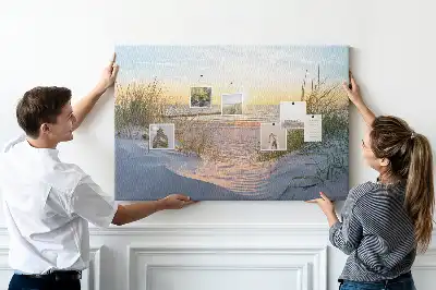 Memobord van kurk Avondlijk kustlandschap