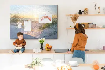 Memobord van kurk Avondlijk kustlandschap