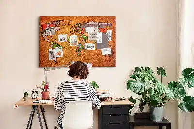 Kurk prikbord Wereldkaart met vlaggen