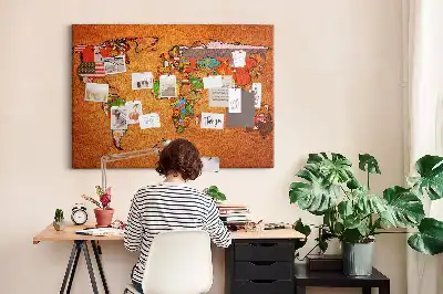 Kurk prikbord Wereldkaart met vlaggen