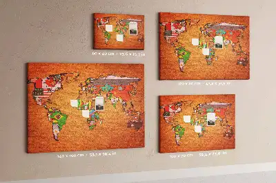 Kurk prikbord Wereldkaart met vlaggen