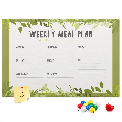 Wekelijks maaltijdschema memobord van kurk