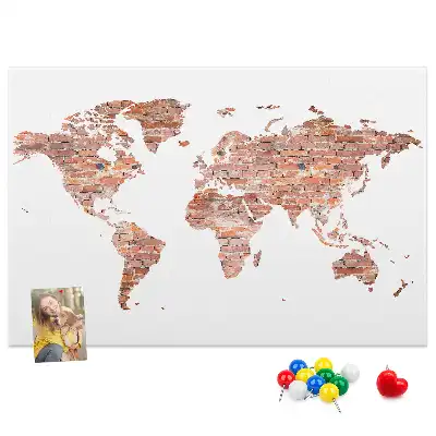Memobord van kurk Oude kaart van baksteen