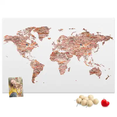 Memobord van kurk Oude kaart van baksteen