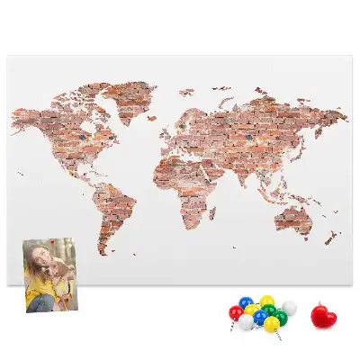 Memobord van kurk Oude kaart van baksteen