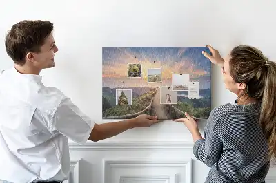 Memobord van kurk Uitzicht op bergen en valleien
