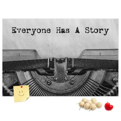 Memobord van kurk Iedereen heeft een verhaal