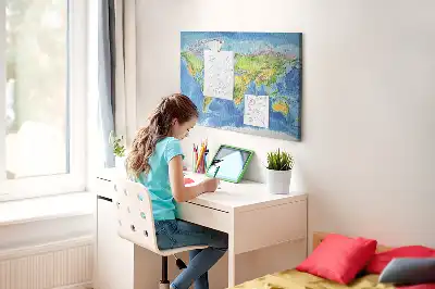 Memobord van kurk Grafiek wereldkaart retro