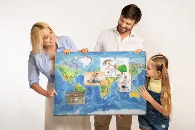 Memobord van kurk Grafiek wereldkaart retro