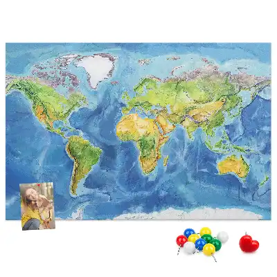 Memobord van kurk Grafiek wereldkaart retro