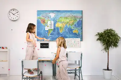 Memobord van kurk Grafiek wereldkaart retro