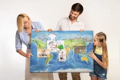 Memobord van kurk Grafiek wereldkaart retro