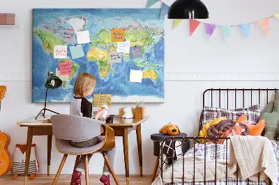Memobord van kurk Grafiek wereldkaart retro