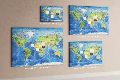 Memobord van kurk Grafiek wereldkaart retro