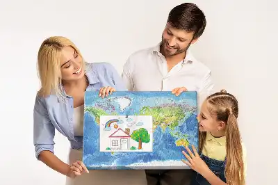 Memobord van kurk Grafiek wereldkaart retro