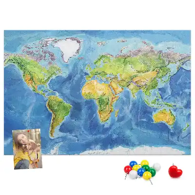 Memobord van kurk Grafiek wereldkaart retro