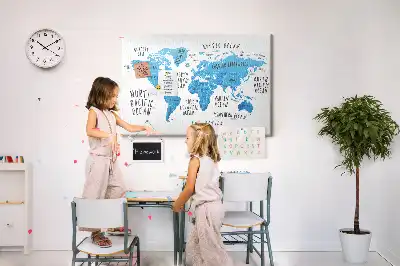 Kurk prikbord Blauwe wereldkaart