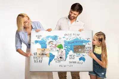 Kurk prikbord Blauwe wereldkaart