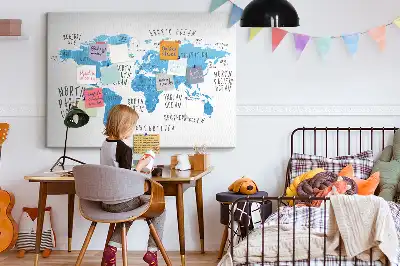 Kurk prikbord Blauwe wereldkaart