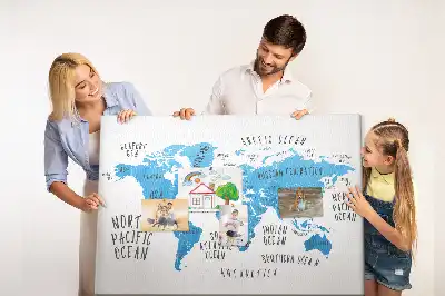 Kurk prikbord Blauwe wereldkaart