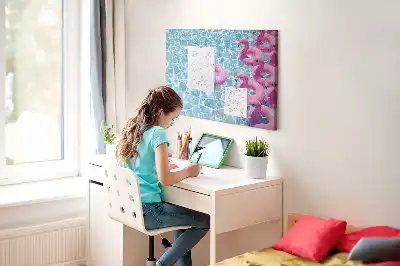 Memobord van kurk Paardebloemen flamingo's