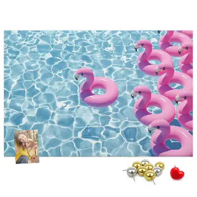 Memobord van kurk Paardebloemen flamingo's