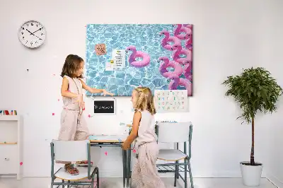 Memobord van kurk Paardebloemen flamingo's