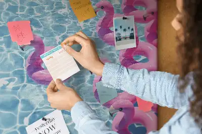 Memobord van kurk Paardebloemen flamingo's