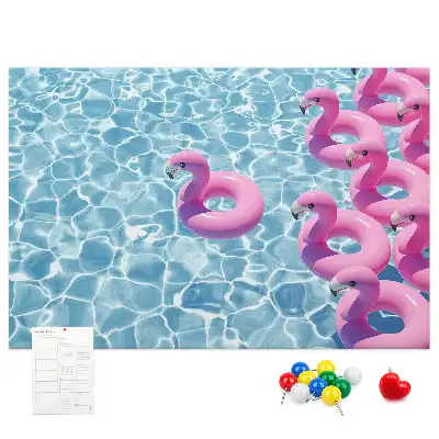 Memobord van kurk Paardebloemen flamingo's