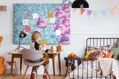 Memobord van kurk Paardebloemen flamingo's