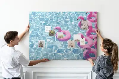Memobord van kurk Paardebloemen flamingo's