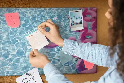 Memobord van kurk Paardebloemen flamingo's