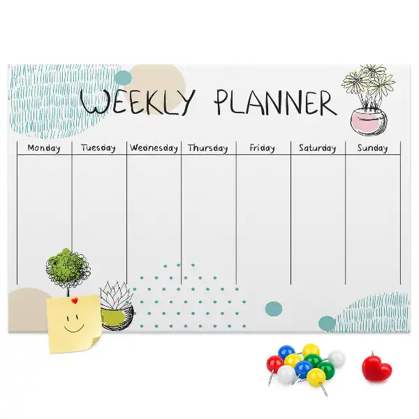 Kurk prikbord Weekorganizer cactussen